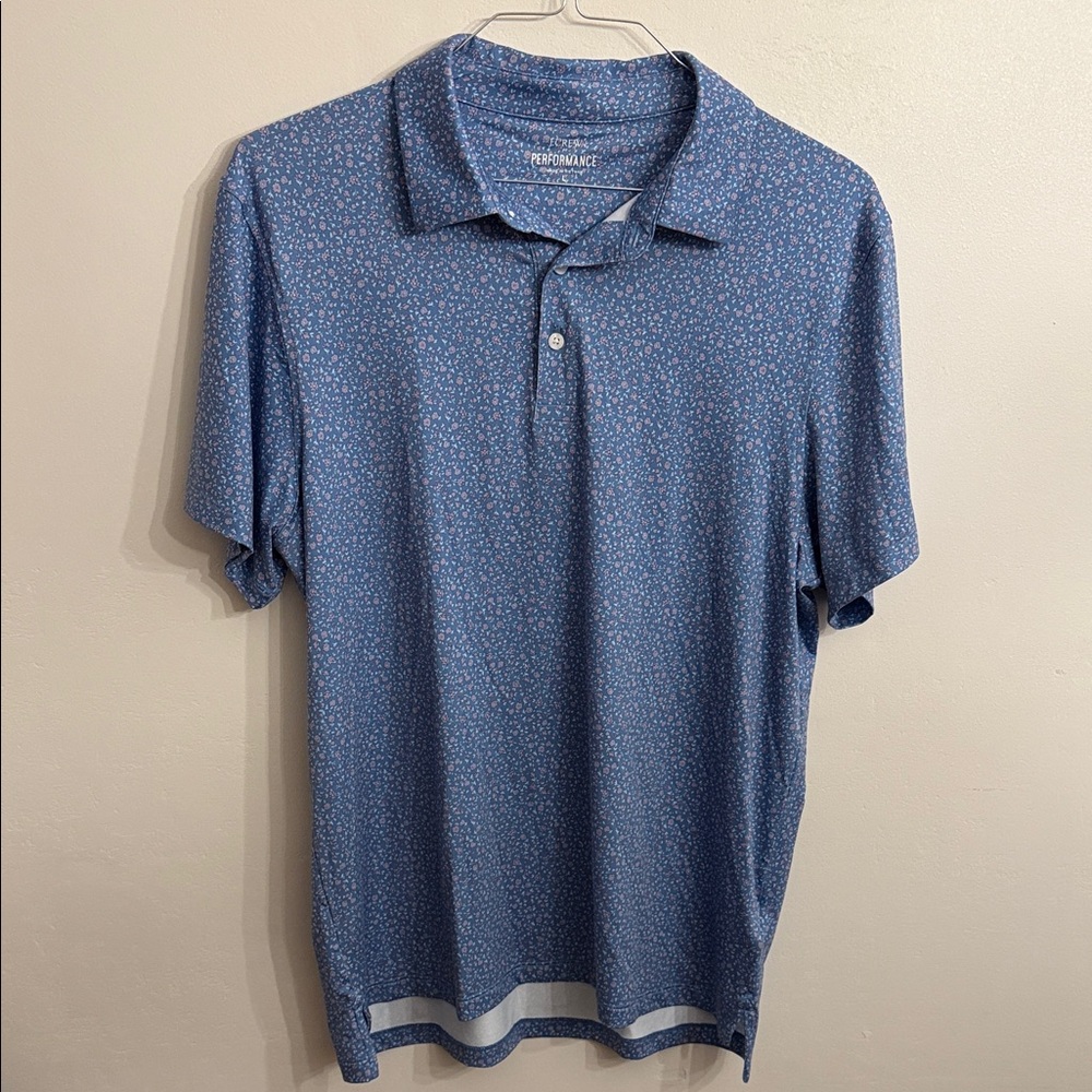 J. Crew Blue Patterned Polo Shirt